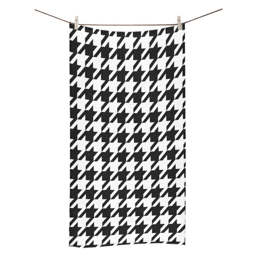 MKHERT Black And White Houndstooth Classic Pattern Bath Towel Shower