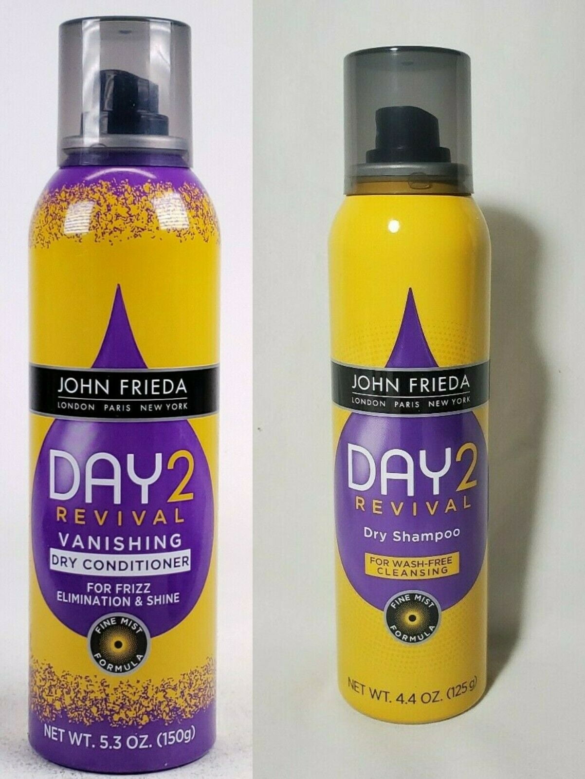 John Frieda Day 2 Revival Dry Conditioner Shampoo Set UsedHair without  Washing, Remove Unwanted Oils, Texturizing Fine Mist Spray 