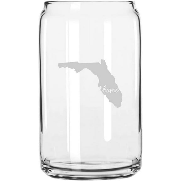 Florida Home States Etched 16oz Libbey Can Glass