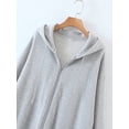 thumbnail image 3 of Women's Zip Up Long Sleeve Oversized Drawstring Hoodie Hooded Sweatshirt,Light Grey,M, 3 of 6