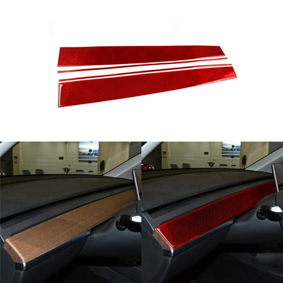Red Carbon Fiber Center Console Dashboard Panel Cover Trim for Tesla Model 3/Y
