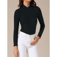 thumbnail image 2 of DARING DIVA Women's Basic Long Sleeve Solid Color Thermal Shirts L Black, 2 of 6