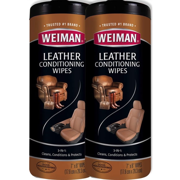 Toallitas de cuero Weiman Clean Condition con protección UV, paquete de 2