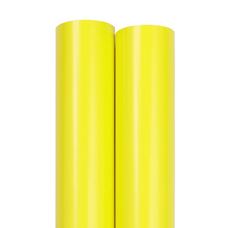 JAM Paper Glossy Wrapping Paper, 52.6 Sq ft Total (17 in x 18 Ft Each), Yellow, 2 Rolls
