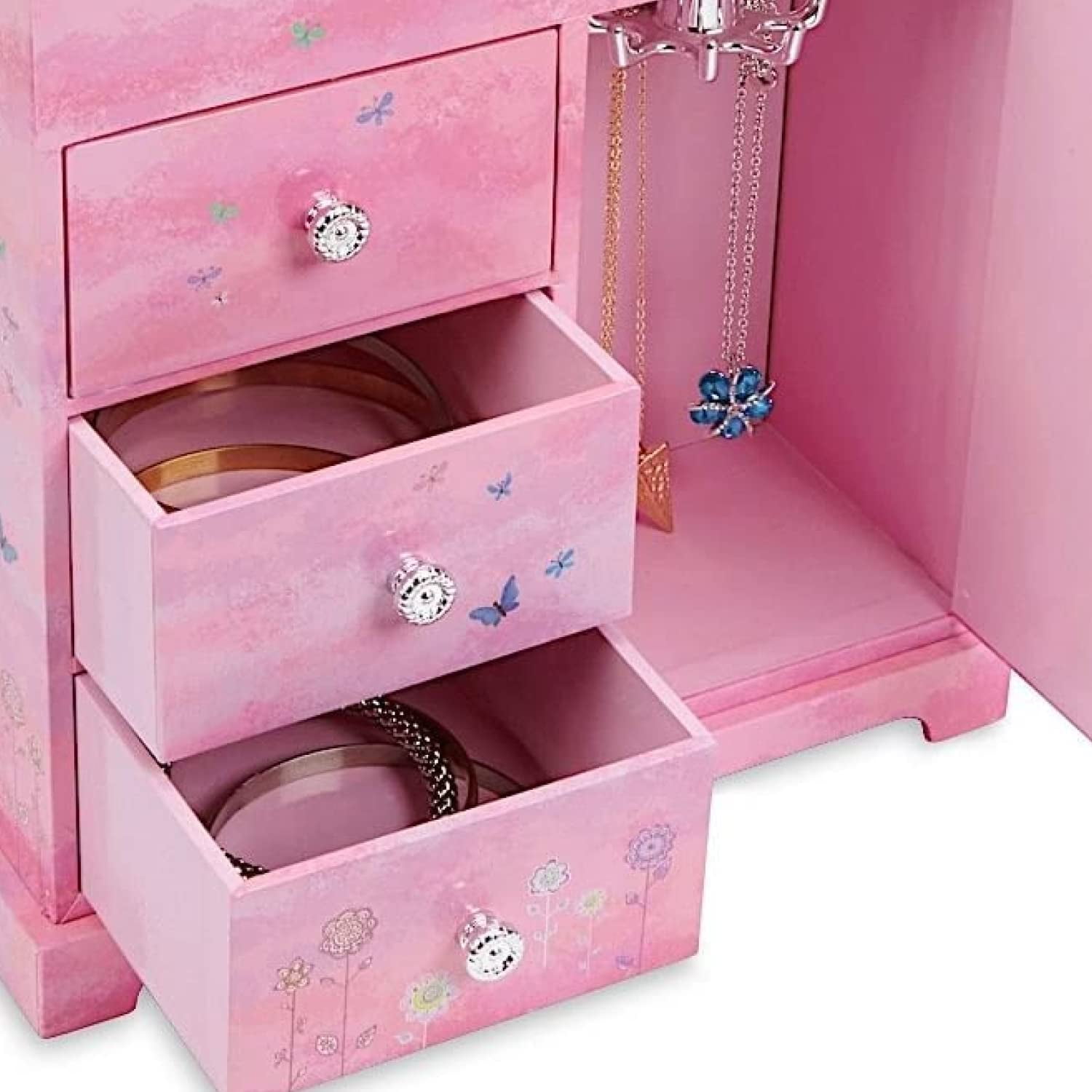 JewelKeeper Kids' Musical Jewelry Box, Fairy & Flowers Design, 3