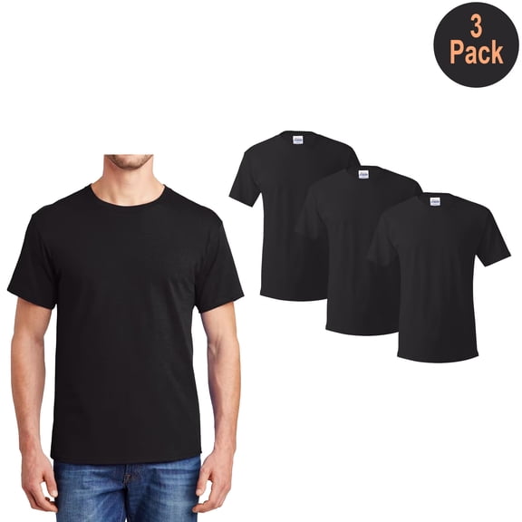 Hanes Short Sleeve Crewneck T-Shirt, Men's 5 Oz 100% Cotton Black Classic Fit Tee, 3 Pack, S