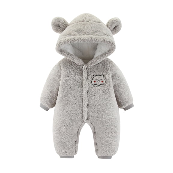 Mercatoo Newborn Baby Flannel Baby Fleece Snowsuit Jumpsuit Warm Dance Hooded Outfits Double Line Design