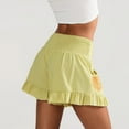 thumbnail image 5 of ITSAME Womens Casual Shorts, New Embroidered Ruffle Hem High Waist Pull-On Shorts with Pockets Yellow, 5 of 9