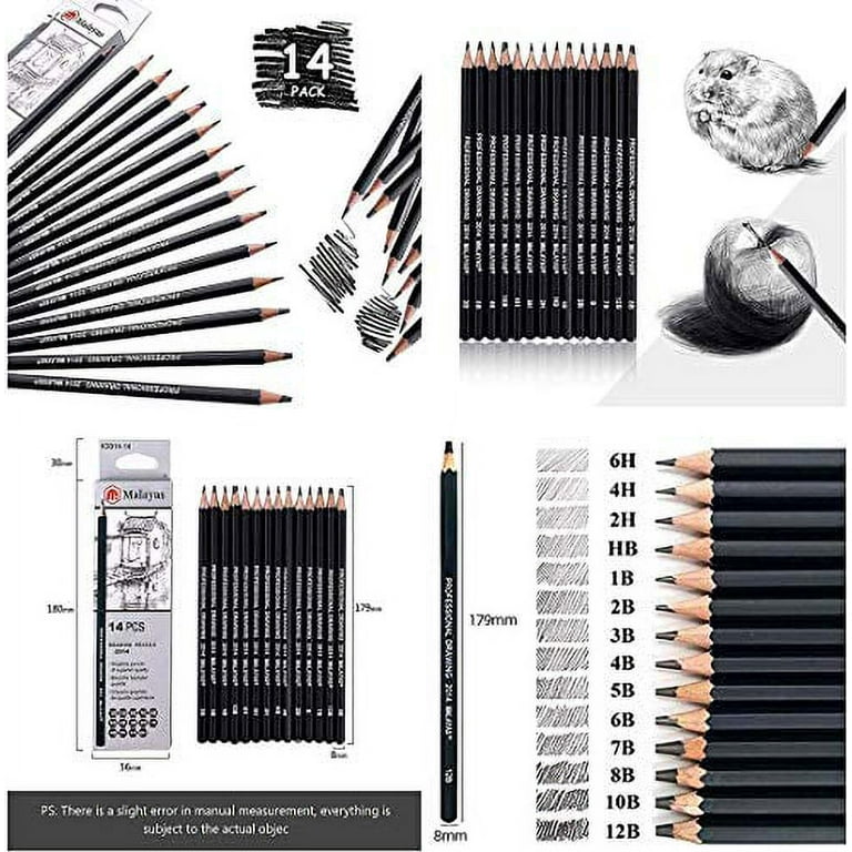 14Pcs/pack Drawing Pencils Sketch Pencils Graphite Pencils Art Pencils  School Supplies 6H 4H 2H HB 2B 3B 4B 5B 6B 7B 8B 10B 12B, Back to School  Gift 2024 - $7.99