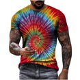 thumbnail image 1 of Camiseta de diario unisex para hombre, estampado gráfico en 3D, estampado teñido anudado, camisetas de manga corta, blusa informal Pompotops  oipoqjl31408, 1 of 9