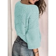 thumbnail image 3 of Womens 2023 Cute Elegant Soft Crewneck Long Sleeve  Cable Knit Pullover Sweaters, 3 of 9