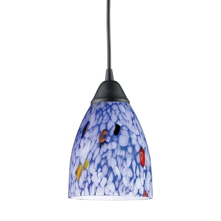 

Elk Home Classico 5 Wide 1-Light Pendant - Dark Rust with Starburst Blue Glass