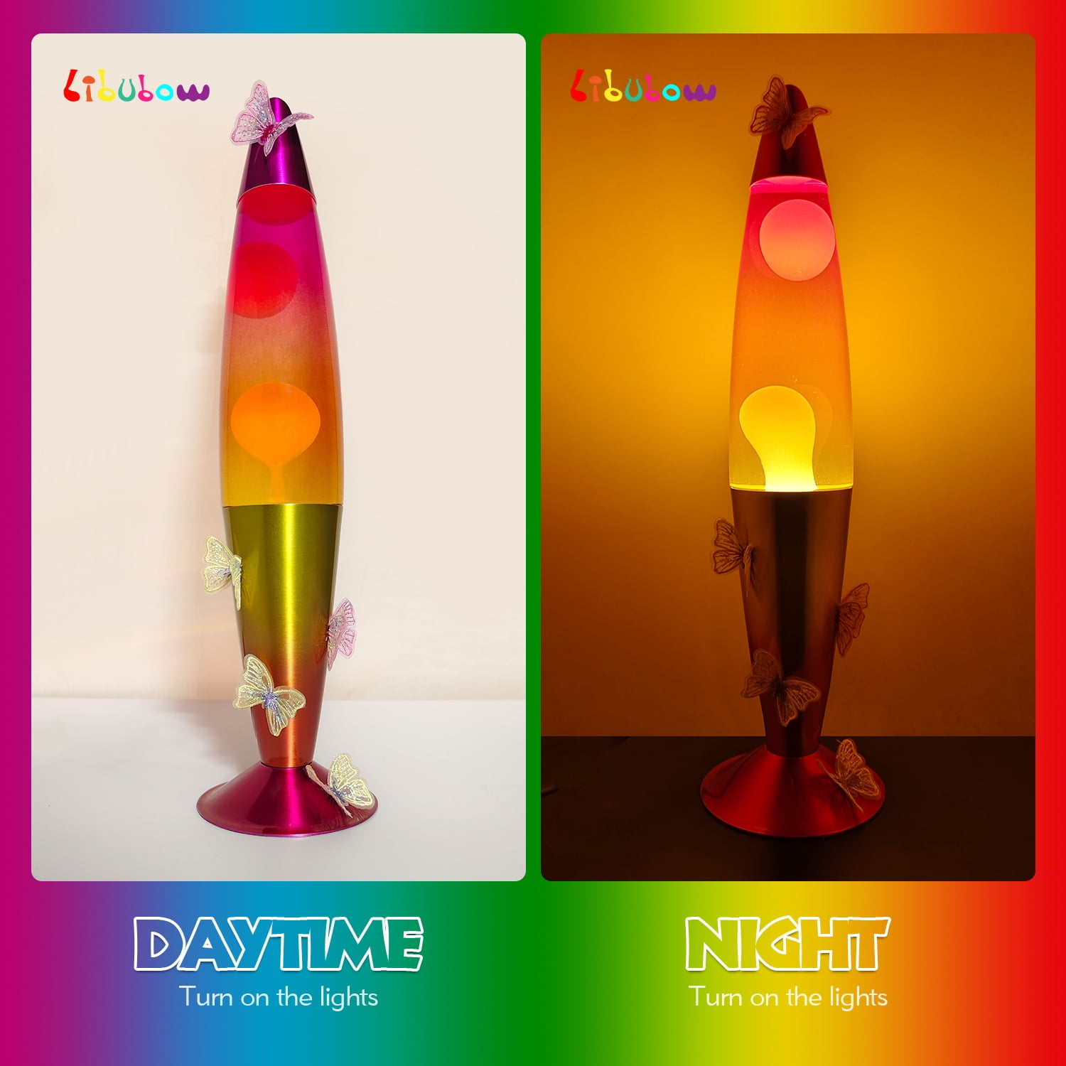 Libubow Easy to Install Rainbow Butterfly Night Light