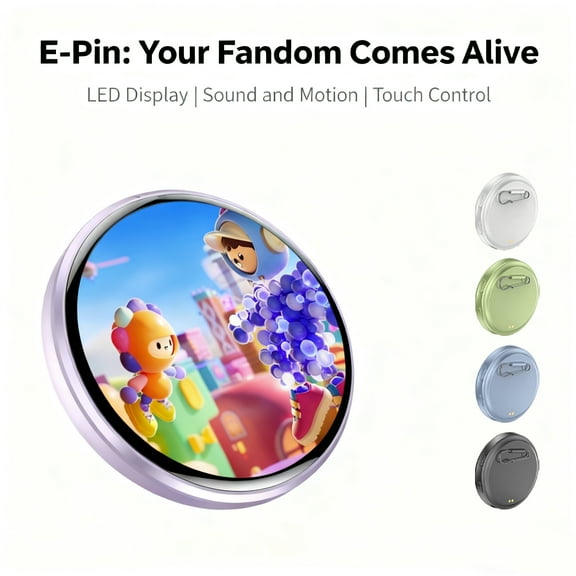 Smart Digital Badge Pin with 1.7" HD Display & Bluetooth 6.0, Customizable RGB Halo, Magnetic Back, Perfect Gift for Anime Football Fans