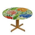 thumbnail image 3 of Nawypu  Round Table Cover, Waterproof Reusable Table Cloth Round Fitted Vinyl Tablecloth with Elastic Edged for Parties Outdoors, Colorful Iris Flowers in Autumn, 3 of 7
