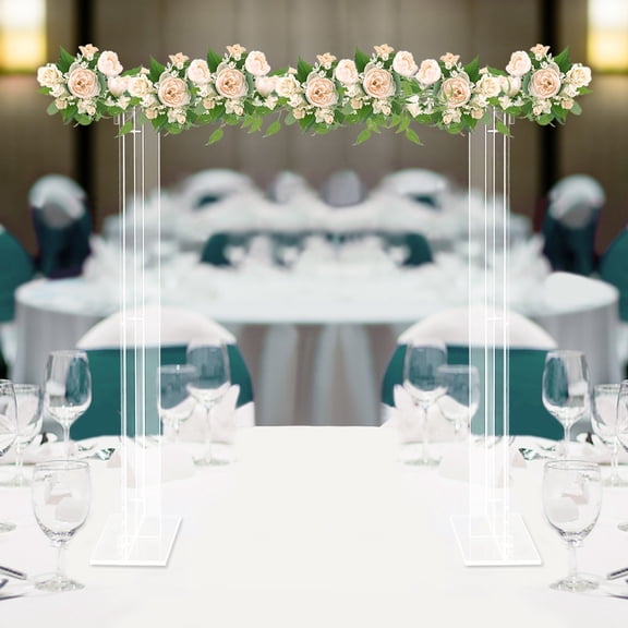 40in Height Acrylic Flower Stand, Clear, Rectangular, Wedding Centerpiece Stand for Events, Store Opening Ceremony, Housewarming
