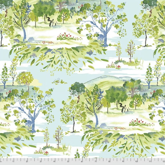 Free Spirit Dena Designs Ladybird Landscape Aqua Cotton Fabric By Yard