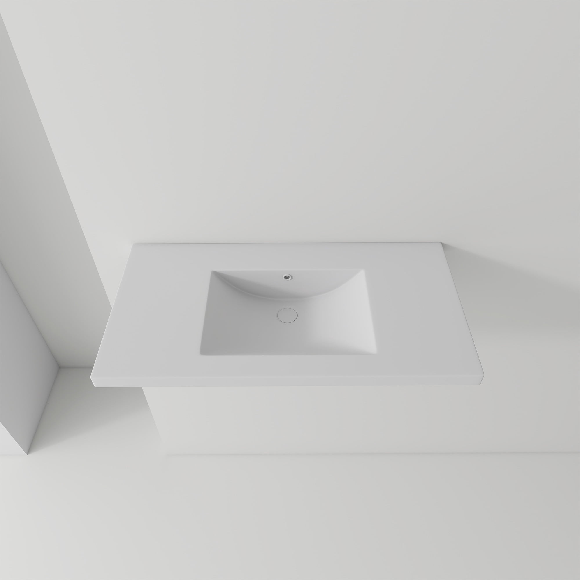 Leumius 36" Ceramic Basin Sink,Ultra-Thin 0.8" Rim,Single Faucet Hole,Wall-Mount or Vanity Compatible,White