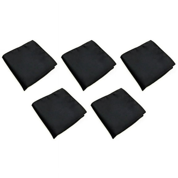 5X Men's Pocket Hanky Plain Color Wedding Square Hankerchief (Black)