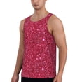 thumbnail image 2 of Xecao Red Glitter Men's Tank Top Workout Quick Dry Sleeveless Gym Jogging Muscle Shirts Summer Swim Beach Tops, 2 of 9