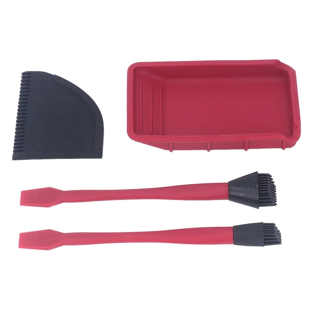 Ensemble d'Applicateurs de Colle en Silicone, Rouge Noir 4 Pcs Plateau Professionnel Facile à Utiliser Kit de Colle en Silicone pour Menuiserie