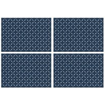 Navy Blue and White Geometric Pattern Summer Placemats Table Placemats Set Of 4-Linen Kitchen Washable Placemats Table Mats 11.8"x17.7" Non-Slip Heat Resistant