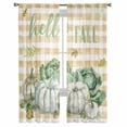 thumbnail image 7 of Sheer Curtains 108 inches Long, Fall Thanksgiving Pumpkin Cabbage Leaves Plaid Light Filtering Sheer Window Curtains Rod Pocket Voile Drapes for Bedroom Living Room, 52"W x 108"L 2 Panels, 7 of 7