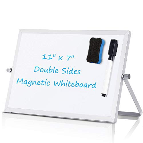 Small Desktop Dry Erase White Board Arcobis Portable Magnetic Double Sided to Do List Notepad Tabletop White Board Mini Whiteboard Easel 11 X 7 for Kids 