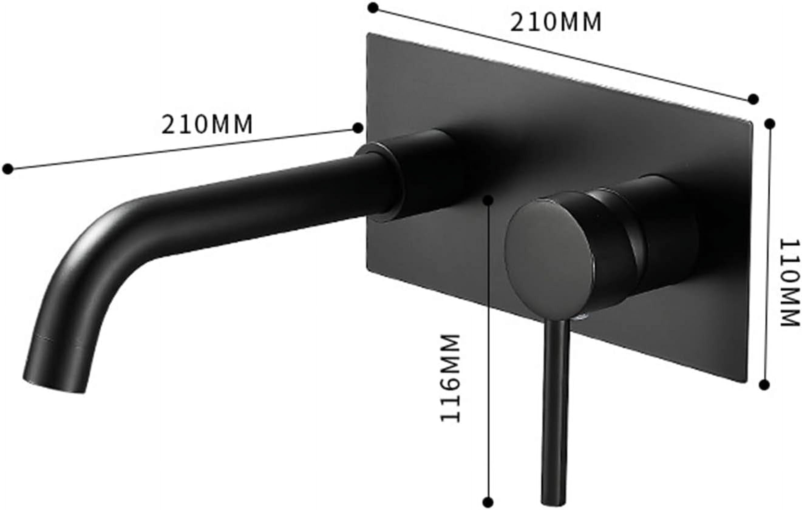 Bathroom Faucet Wall Mount,Single Handle Bathroom Faucet Wall Mount,Hot and Cold Sink Mixer Tap Faucet,1/2 Standard Thread,Black,Round