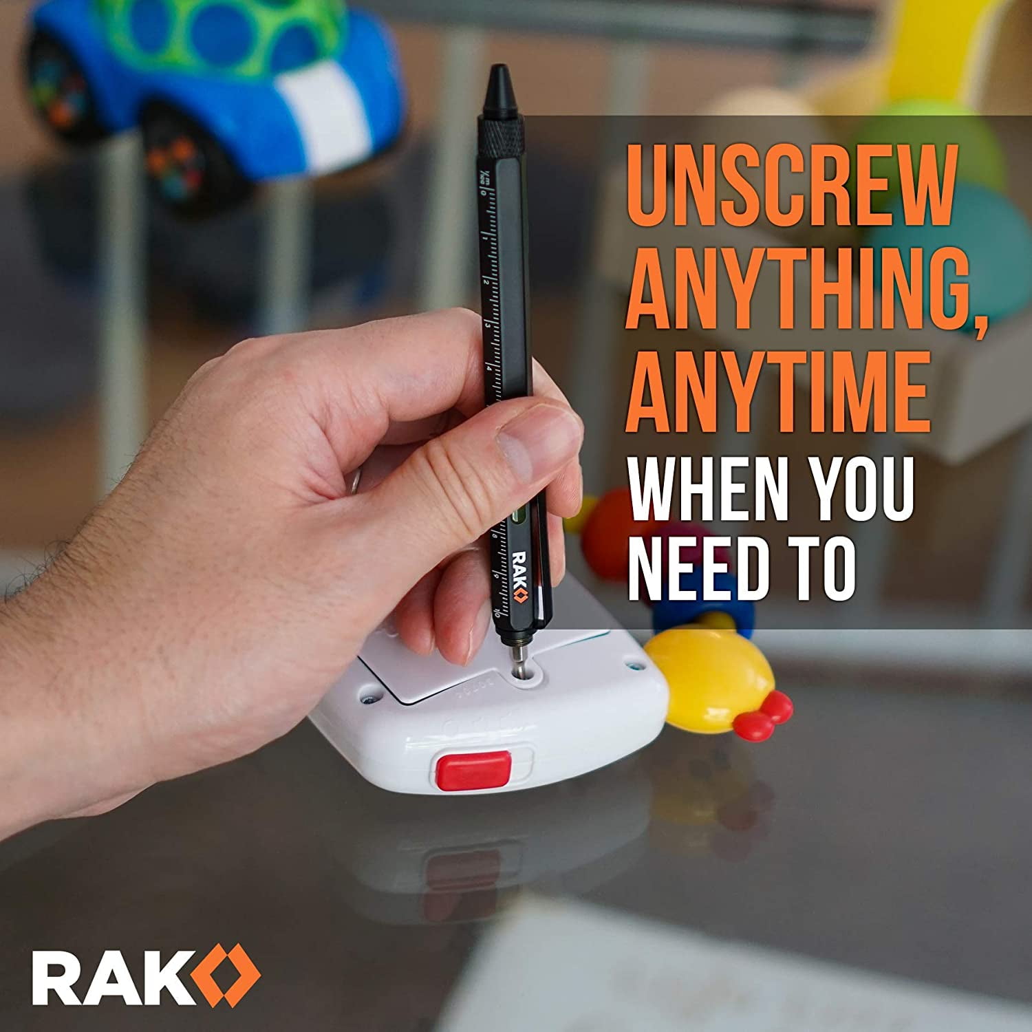 RAK 2-in-1 Multi-Tool Pen Set (2 Pack) Birthday Gifts for Men - LED Light, Stylus, Ruler, Level, Bottle Opener, Screwdriver, Ballpoint - Construction & Tactical Pen, Engineering Gift for men