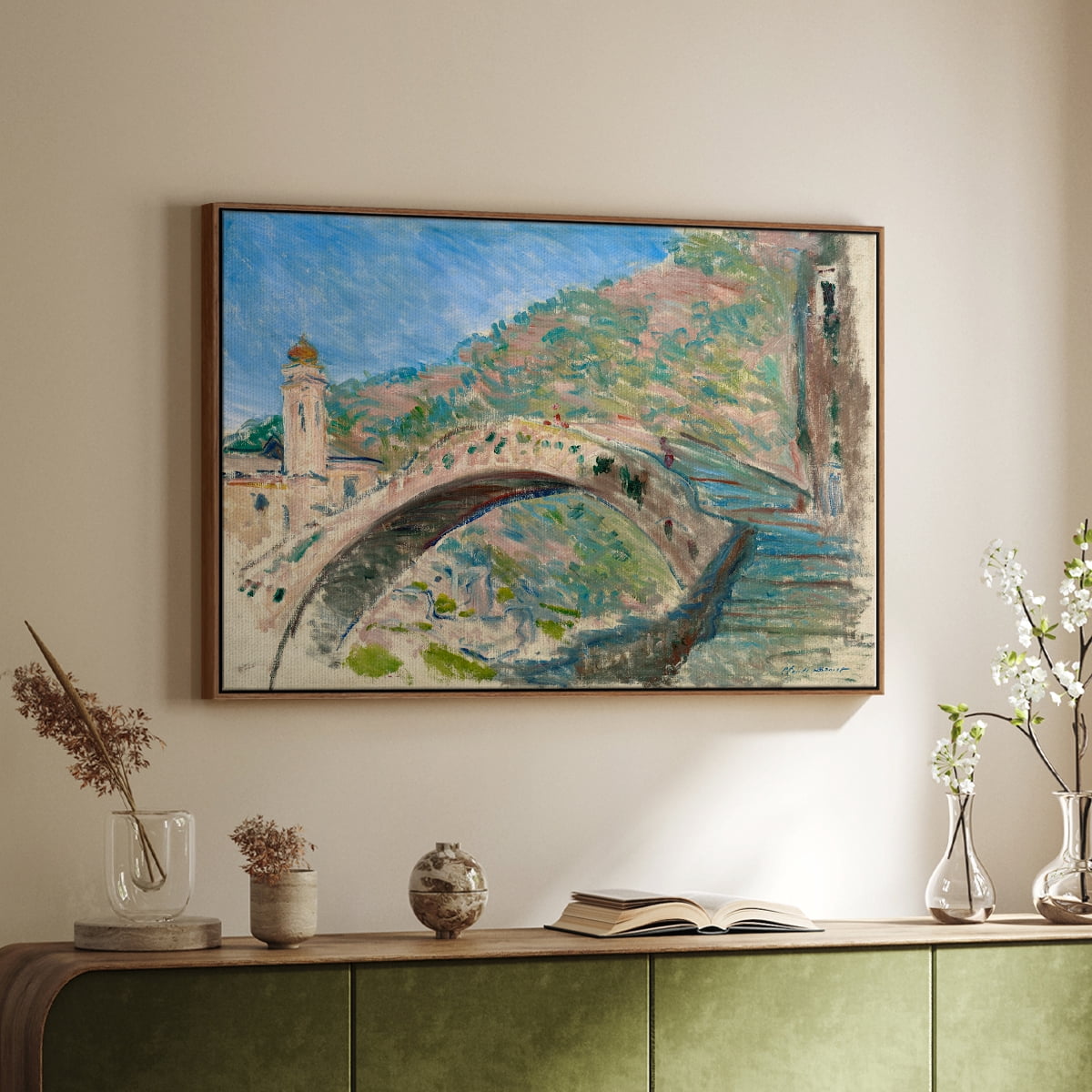 Vintage Landscape-CLIV By Wexford Home Framed in Walnut Wood Gallery Wrapped Canvas 27 in. x 41 in.