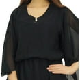 thumbnail image 3 of Bimba Women's Black Georgette Elastic Waist With Bell Sleeve Puff Maxi Dress - 4, 3 of 3