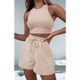 thumbnail image 4 of Women Summer Lounge Sets Casual Waffle Knit Crop Top Shorts Outfits 2 Piece Sets Sleepwear XXL, 4 of 7