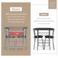 thumbnail image 6 of Ktaxon 3-Piece Modern Kitchen Dining Table Set for 2, Dining Room Round Table and Chair Set with Wine Rack, Black Wood & Silver, 6 of 7