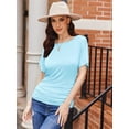 thumbnail image 3 of Women's Solid Short Sleeve Boat Neck Dolman Top with Side Shirring Trendy Casual Loose Fit T-Shirt, 3 of 7