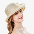 thumbnail image 4 of Riforla Womens Summer Dress Hat Wide Leaf Flower Bridal Shower Hat Sun Hats Beach Hat Beach Hats for Women Beige, 4 of 7