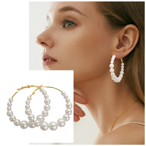 Pearl Earrings Pearl Hoop Earrings For Women Fashion Dangle Layer Earrings Drop Dangle Earrings Gifts For Women