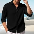 thumbnail image 3 of LZHGirlshop Men's Button Down Long Sleeve Shirt Casual Untucked Dress Shirt Regular Fit Wedding Shirts with Pocket,Black,2XL, 3 of 7