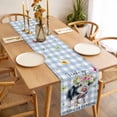 thumbnail image 3 of Spring Pig Table Runner - 70 Inch Long Butterfly Botanical Floral Blue Plaid Cotton and Linen Blended Dress Scarves Farmhouse Table Runner for Kitchen Dining, Coffee Table, 13" x 70", 3 of 8