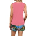 thumbnail image 5 of Sewkxo Two Piece Sets for Women Summer Lounge Drawstring Shorts Sets Tank Square Neck Sleeveless Sweat Sets With Pockets,Pink 2XL, 5 of 5