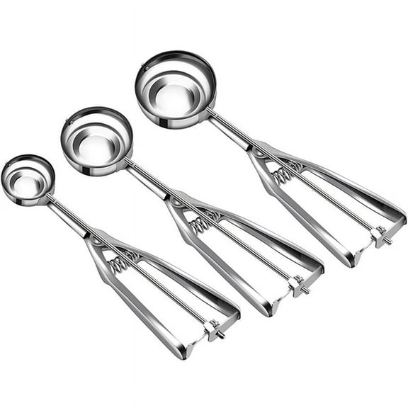 Ice Cream Scoop Set with Multiple Size Trigger Stainless Steel Cookie Scoops 3 for Baking