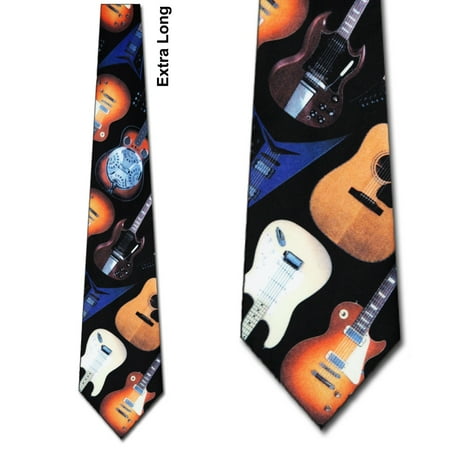 Guitar Pattern Extra Long Necktie Mens Tie by Ralp