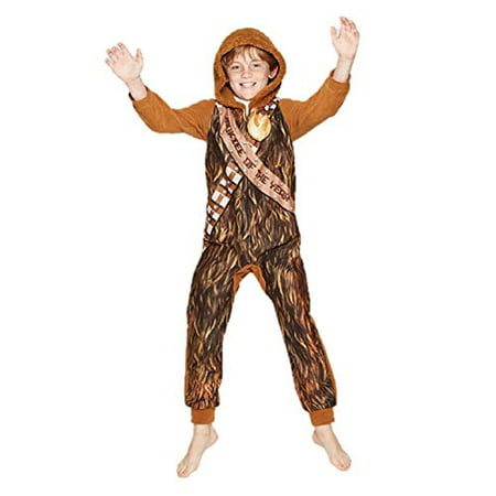 Chewbacca Girls Boys Star Wars Chewie Wookie of The Year Hooded Union Suit (Large) Brown