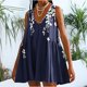 thumbnail image 4 of Vestido de Verano Casual, Vestido de Cuello en V sin Mangas Impreso Suelto Hecho de Poliéster Cómodo para el Uso Diario de Verano de Primavera, Vestido de Verano de Mujer, 4 of 5