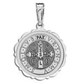 thumbnail image 2 of Saint Benedict Scalloped Round Religious Medal Color - 1 Inch Size of a Quarter - Sterling Silver, 2 of 2