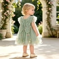 thumbnail image 2 of Curuila Infant Toddler Girls Mesh Dress Flutter Sleeve Floral Embroider Square Neck Party Fashionable Dresses For Girls Size 12-18 Months, 2 of 8