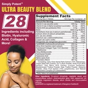 Simply Potent Nicotinamide 500mg with Resveratrol 100mg & Ultra Beauty Blend with Biotin Vitamins for Hair, Skin & Nails Supplements Bundle