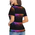 thumbnail image 3 of Vsdgher Colorful Sparkling Women Shirts V Neck Short Sleeve Tops T-Shirt Basic Tees, S to 3XLSmall, 3 of 5