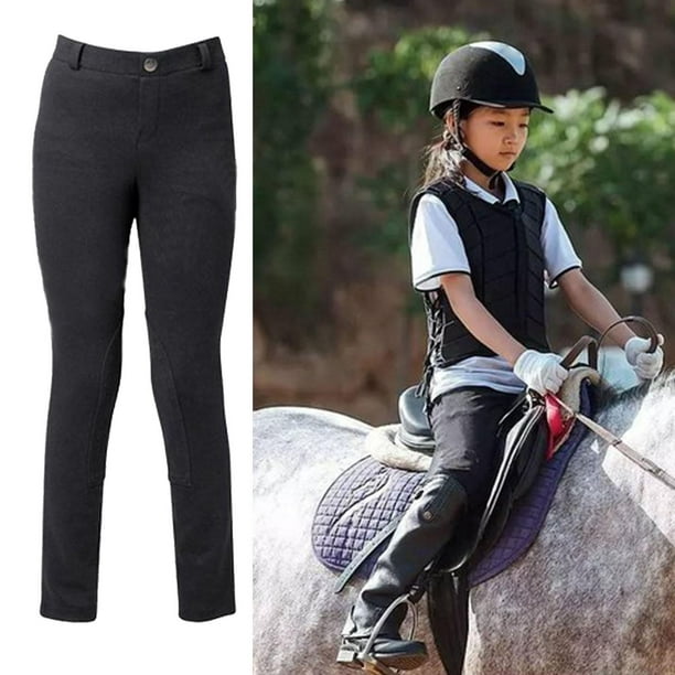 Children Riding Breeches Boys/Girls Soft Stretchy Child Equestrian Pants  Kids Black Waist 61cm 