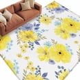 thumbnail image 6 of Yellow Watercolor Floral Area Rug 5x8 Washable Rug Non Slip Spring Flower Abstract Art Large Area Rug Soft Stainresistant Indoor Floor Carpet for Living Room Bedroom Home Office Dining Room Nursery, 6 of 8